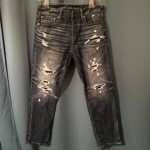 American Eagle Men’s 32x30 Airflex+ Blue Distressed Jeans Move-Free Athletic Fit